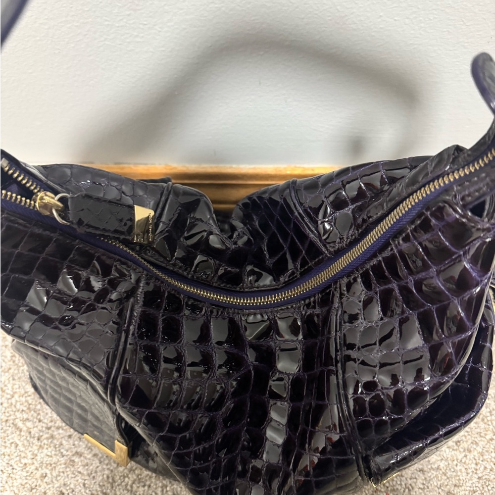 Michael Kors deep purple/black crocodile patent leather purse - Picture 7 of 11